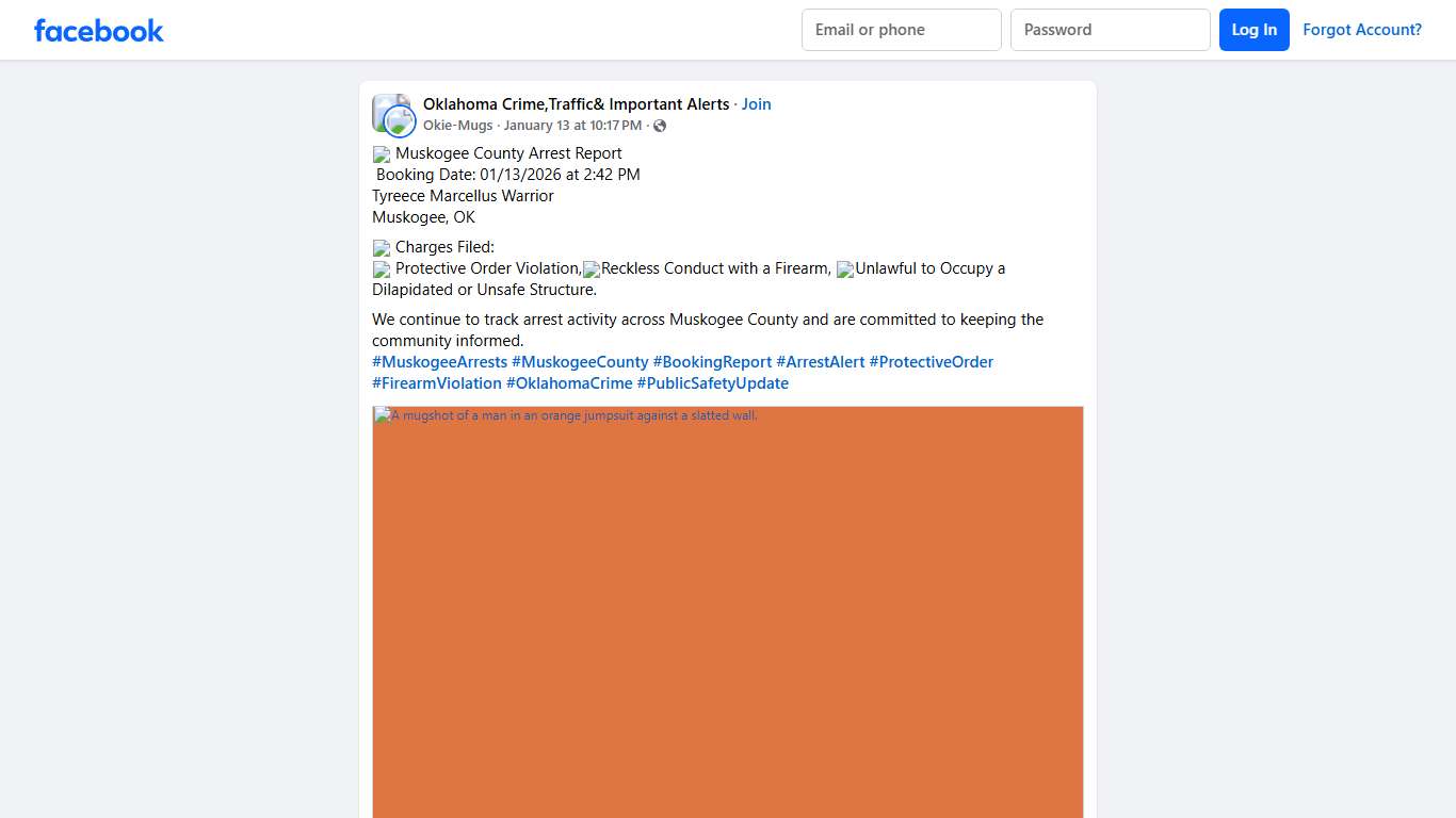 Oklahoma Crime,Traffic& Important Alerts 🚨 Muskogee County Arrest Report Facebook