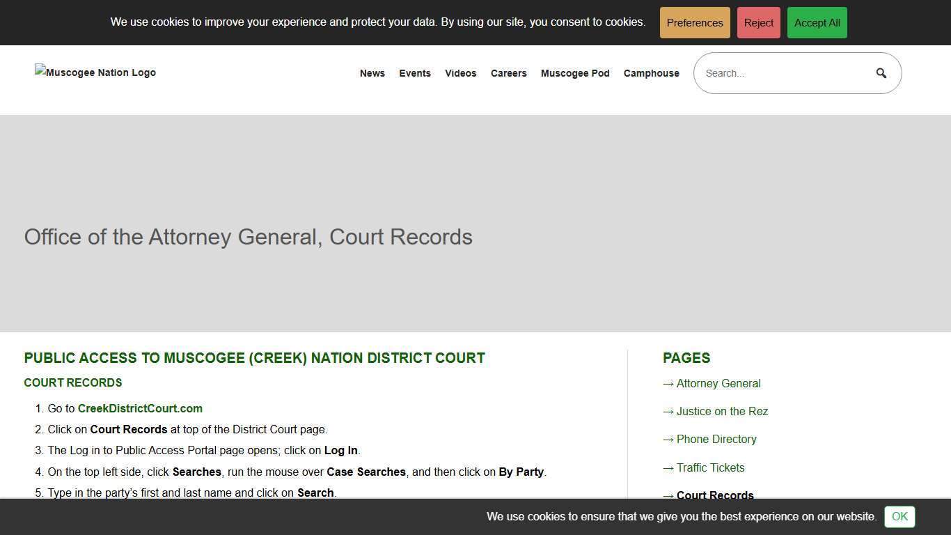 Office of the Attorney General, Court Records MuscogeeNation.com :MuscogeeNation.com