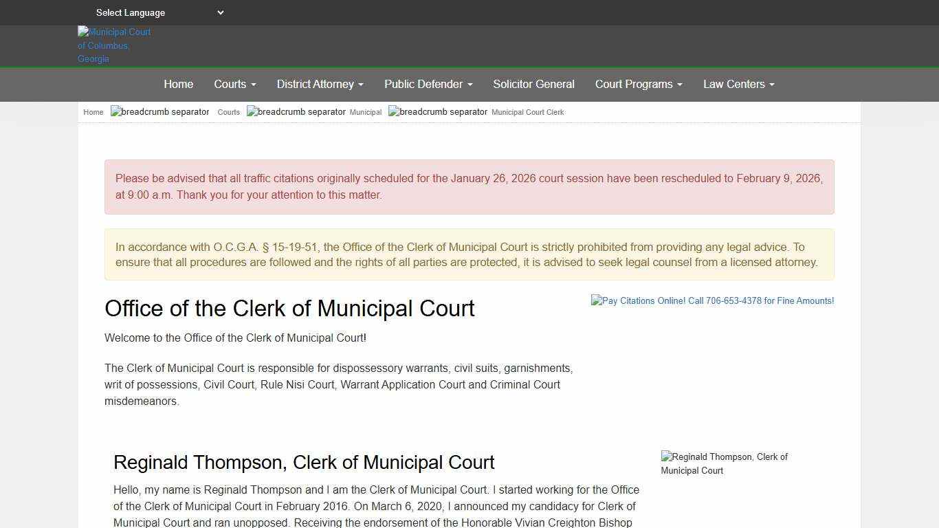 Clerk of Municipal Court